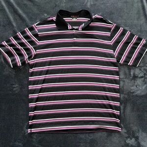 Tiger Woods Collection DRI-FIT Striped Black and Pink Men's Golf Polo Shirt XL